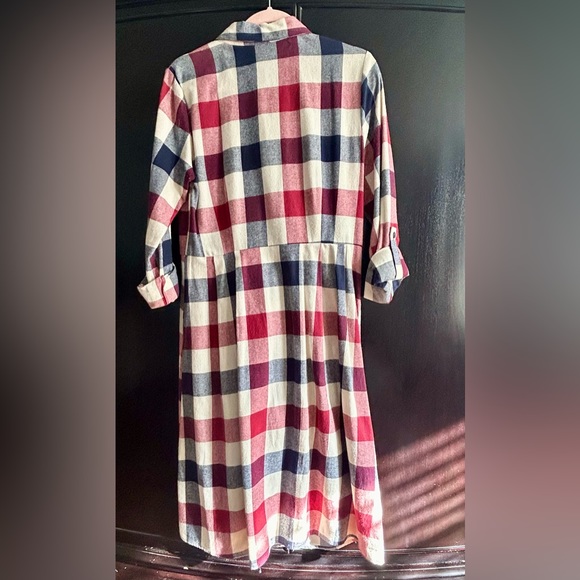 Modcloth Plaid Flannel Jamberry Roll Cuff Sleeve Dress Womens Size Large - Picture 5 of 5